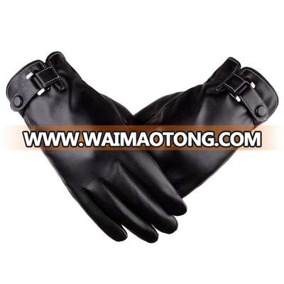 2017 YIWU Hot Sale Touch Screen PU Plus Leather Gloves Fashionl Classic Mens Leather Car Driving Gloves Men's Leather Gloves