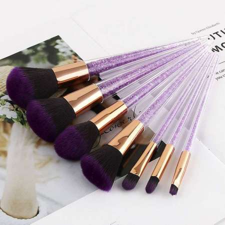 New Purple Makeup Brushes Set High Quality Make Up Brushes Portable Makeup Tools 7pcs Colorful Rhinestone Makeup Brush Set